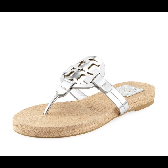 Tory Burch Miller Logo Espadrille Silver 9.5 ⭐️⭐️ - Picture 2 of 8